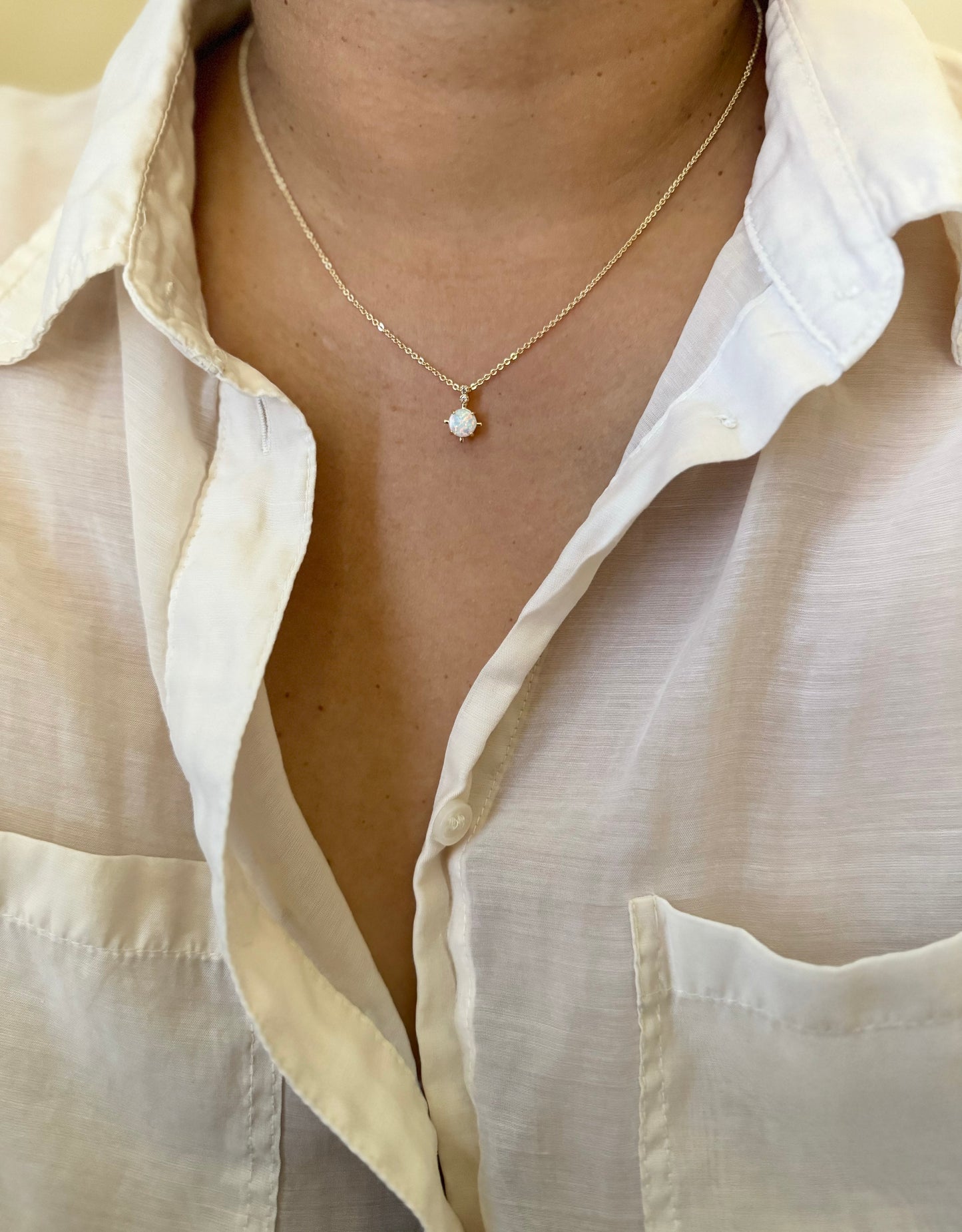 Opal stud necklace