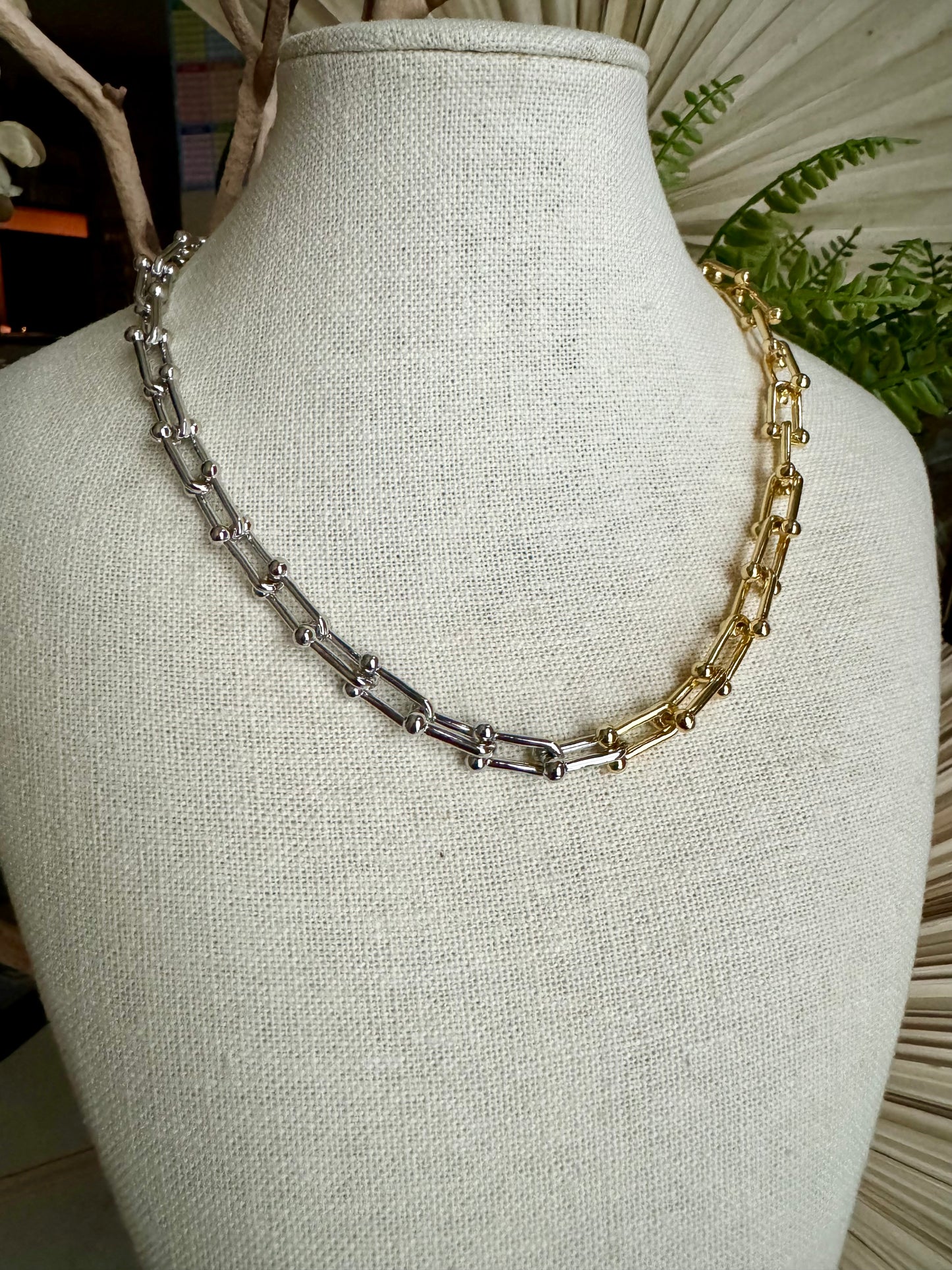 Two Tone Hardware Link Necklace